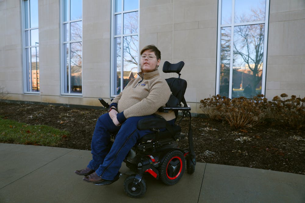 Second-year social work major James Nichols poses in front of the Health Professions Building Jan. 17 at Ball State University in Muncie, Ind. Amber Pietz, DN