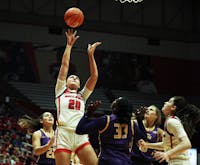 Junior Alex Richard shoots the ball against Tennessee Tech Nov. 6 at Worthen Arena. Richard scored 18 points in the game. Mya Cataline, DN