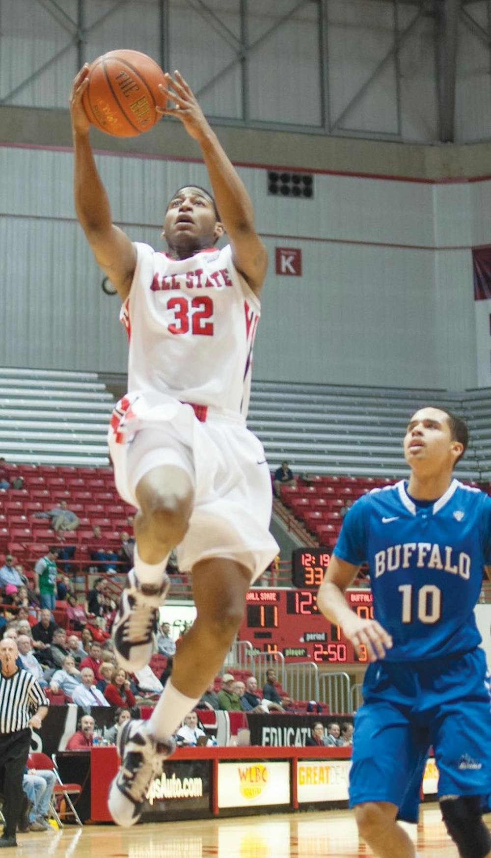 Jesse Berry makes a layup against Buffalo during a conference game at Worthen Arena on Jan. 23. Berry was selected twice for the MAC West Player of the Week last season. DN FILE PHOTO RJ RICKER