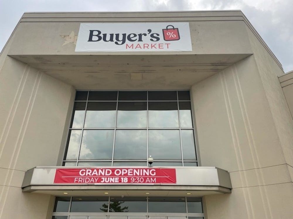 The outside of the Muncie Mall&#x27;s newest store, Buyer&#x27;s Market, is seen with its grand opening banner. The Muncie-Delaware County Chamber of Commerce hosted a ribbon-cutting June 18, 2021. City of Muncie, Photo Provided