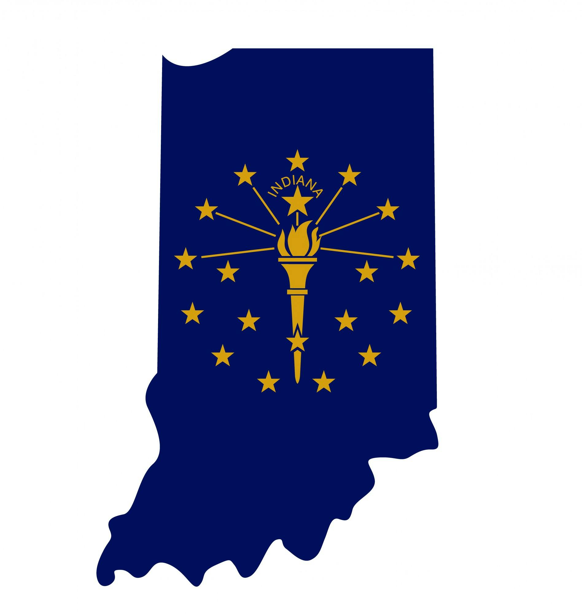 Map and Flag of Indiana (State of USA) Vector Stock Illustration Design Template. Vector eps 10