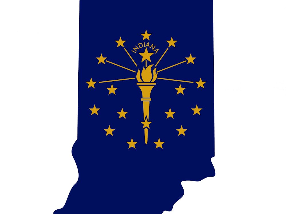 Map and Flag of Indiana (State of USA) Vector Stock Illustration Design Template. Vector eps 10