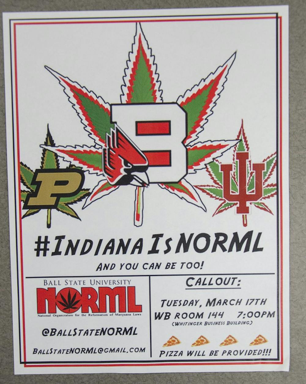 <p>Purdue junior Chris Thompson is starting a Ball State chapter of NORML and is working on starting chapters at Indiana University and Indiana University-Purdue University. NORML stands for the National Organization for the Reformation of Marijuana Laws and aims to legalize marijuana. <i>DN PHOTO</i></p>
