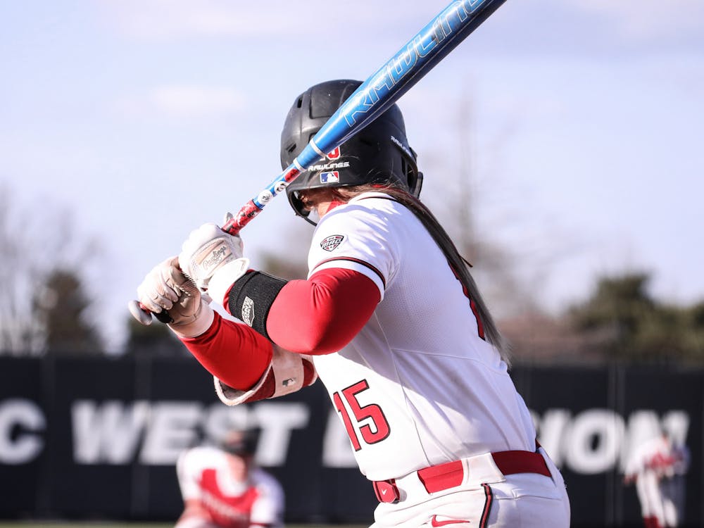 Senior infielder Haley Wynn bats in a game against Northern Illinois March 28 at the First Merchants Ballpark Complex. Wynn had two hits during the game. Katelyn Howell, DN