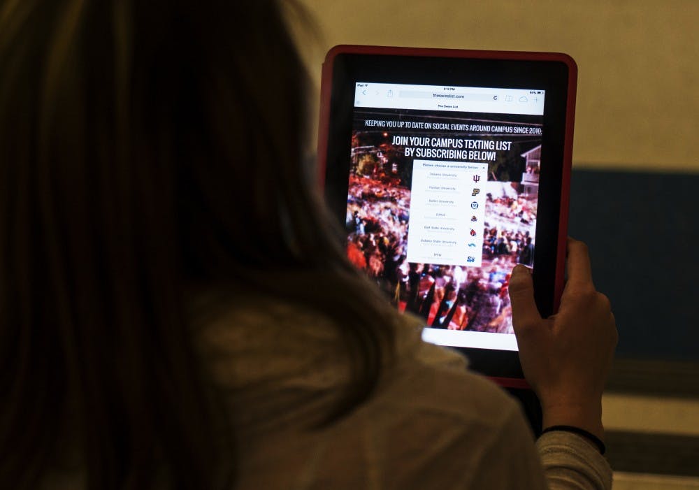 “The Swiss List” allows college students to receive a mass text every Friday and Saturday about events. The service is now available for Ball State students who want to find large social events around campus. DN PHOTO TAYLOR IRBY
