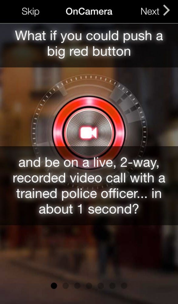The app OnCamera allows users to record someone committing a violent crime and then report it to the app's monitors. The monitors will then contact local authorities if the situation escalates.&nbsp;PHOTO COURTESY OF ONCAMERA