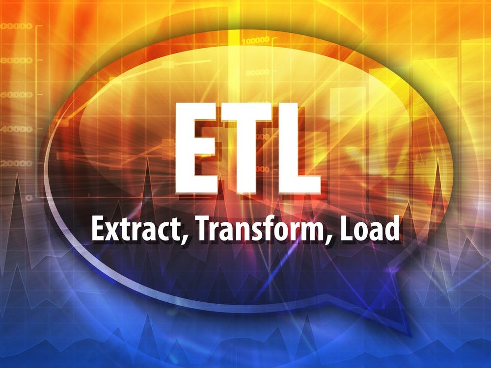 Speech bubble illustration of information technology acronym abbreviation term definition ETL Extract Transform Load