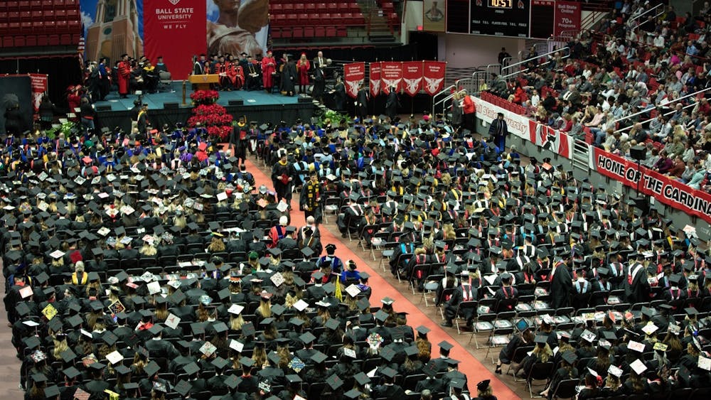 Ball State graduates, staff, faculty and families fill John E. Worthen Arena for winter commencement Dec. 14, 2019. Worthen Arena will host summer 2021 gradautes July 24, 2021. Charles Melton, DN File