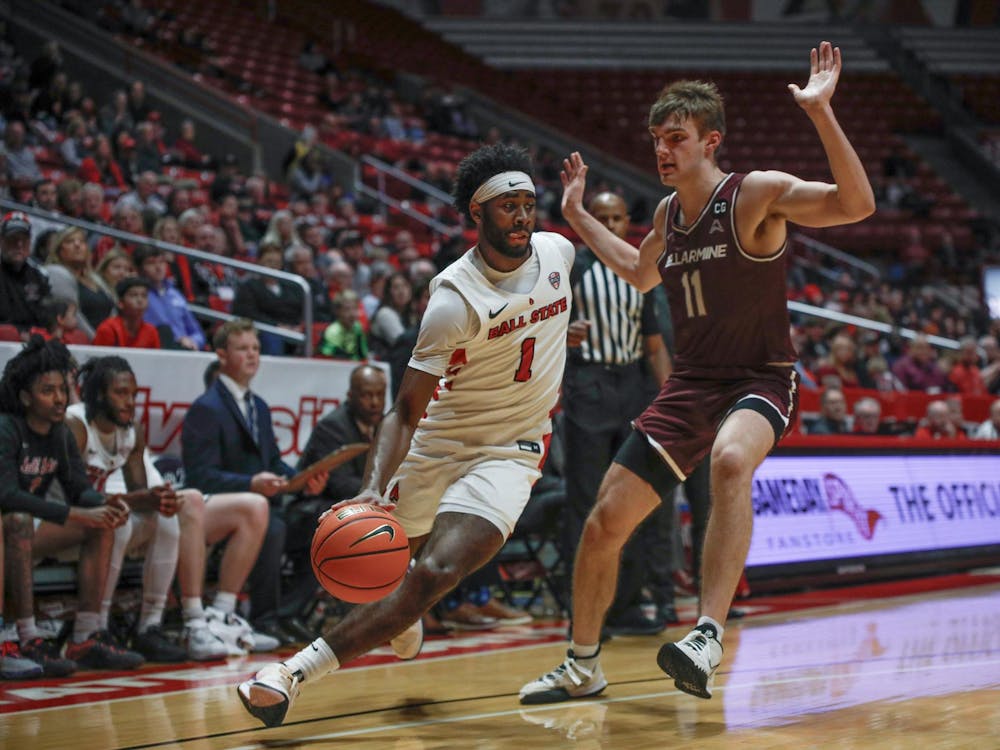 Junior guard Jalin Anderson drives against a defender Dec. 2 against Bellarmine at Worthen Arena. Anderson had 17 field goal attempts. Andrew Berger, DN