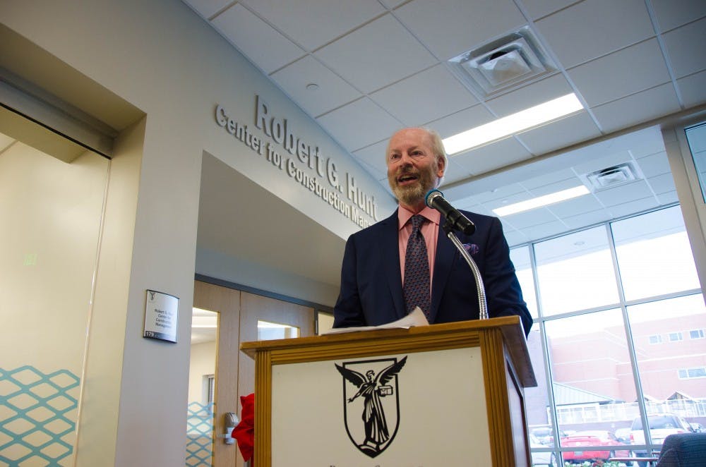<p>The Robert G. Hunt Center for Construction Management was officially unveiled&nbsp;on April 7, 2016, in the Applied Technology Building. Former President Jo Ann Gora started cultivating the relationship with the university and Hunt. <strong>Reagan Allen, DN File </strong>&nbsp;</p>