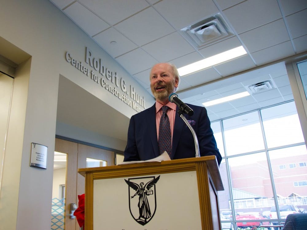The Robert G. Hunt Center for Construction Management was officially unveiled&nbsp;on April 7, 2016, in the Applied Technology Building. Former President Jo Ann Gora started cultivating the relationship with the university and Hunt. Reagan Allen, DN File &nbsp;