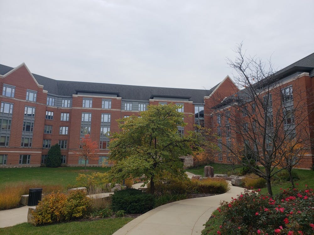 Clouds overcast the sky at Park Complex Nov. 2, 2018. Park is one of many gender neutral housing options on campus. Scott Fleener, DN 