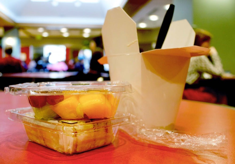 Dining options are put in containers when made to-go. All food options will be available to-go for the semester. Rebecca Slezak, DN.