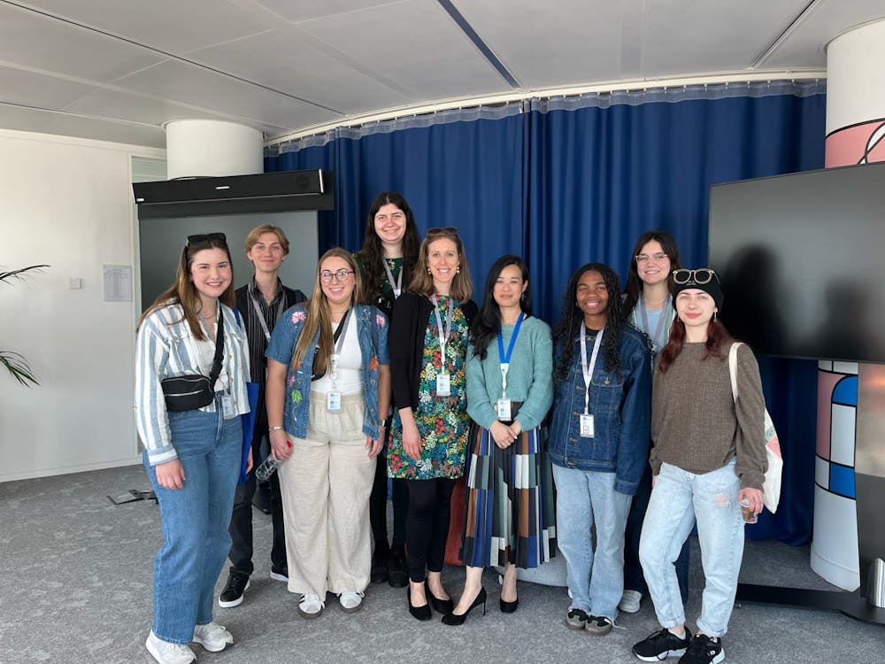 <p>Ball State students with alum, Any Ung, during a tour of Technip Energies where Ung is Communications Lead.</p>