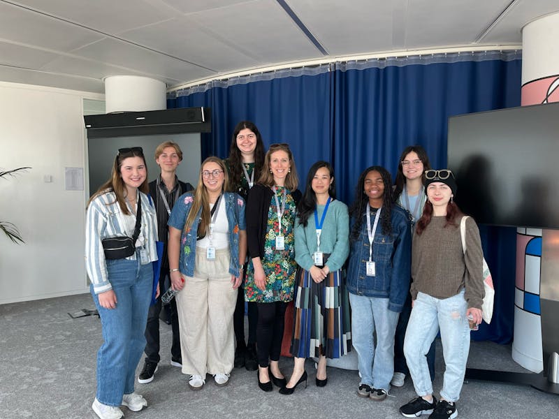 Ball State students with alum, Any Ung, during a tour of Technip Energies where Ung is Communications Lead.