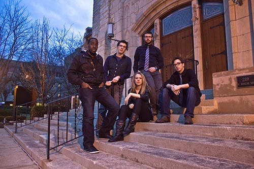 Trackless poses for promotional art. The band will release their debut album this weekend. PHOTO PROVIDED BY LAUREN DAHLHAUSER