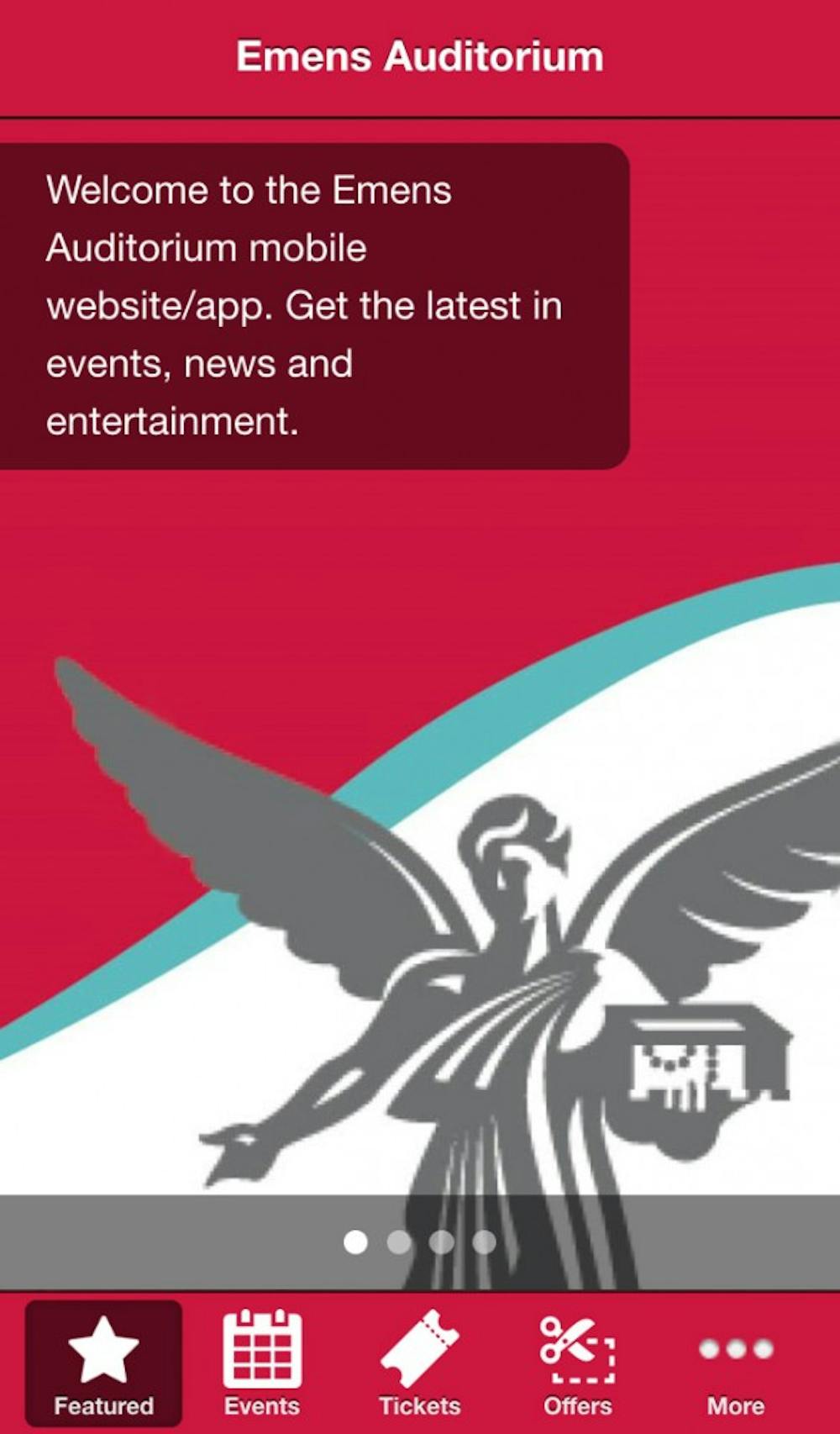 <p>A new app powered through Instant Encore&nbsp;is getting Ball State students and the community more engaged in the latest news and events happening at John R. Emens Auditorium.&nbsp;<i style="background-color: initial;">PHOTO COURTESY OF THE EMENS AUDITORIUM APP</i></p>