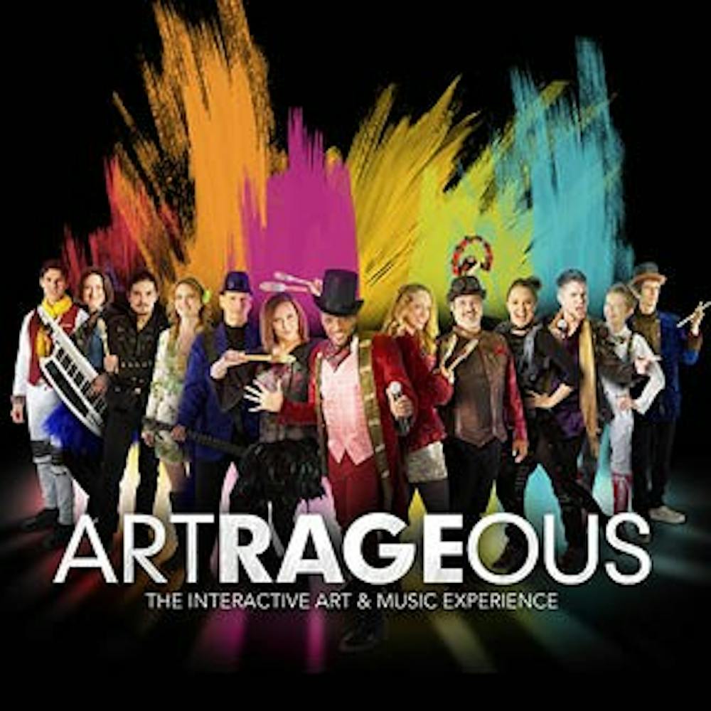 <p>A troupe of artists, musicians, singers and dancers is preforming "Artrageous" at John R. Emens Auditorium on Oct. 20. The troupe likes to involve the audience in the show. Ball State University Photo Courtesy</p>
