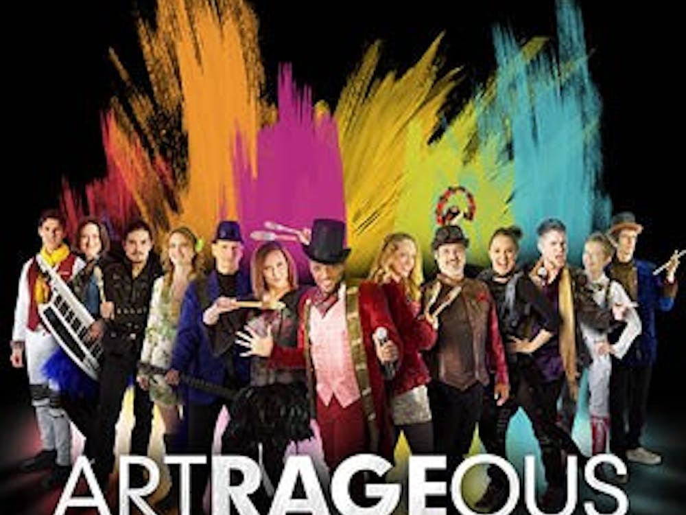 A troupe of artists, musicians, singers and dancers is preforming "Artrageous" at John R. Emens Auditorium on Oct. 20. The troupe likes to involve the audience in the show. Ball State University Photo Courtesy