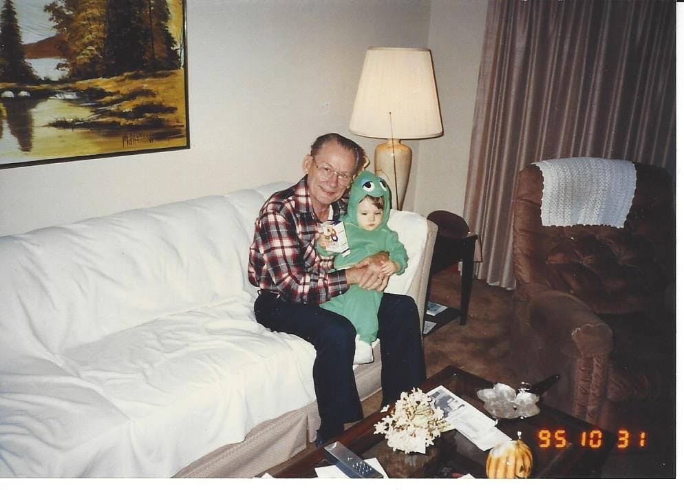 Alan Hovorka with his grandfather Ludwig "Louie" Slechta on&nbsp;Hovorka's&nbsp;first Halloween. Karen Hovorka //&nbsp;Photo Provided