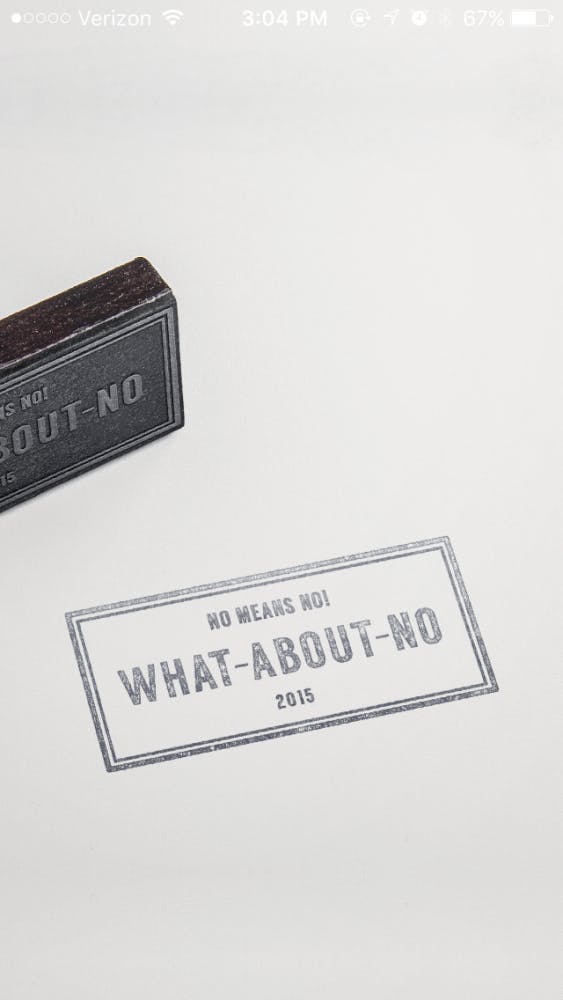 One of We-Consent's apps is "What About No," which can record a person saying no at any point&nbsp;during the sexual contact. The apps are meant to open the lines of communication during sex. PHOTO COURTESY OF WE-CONSENT