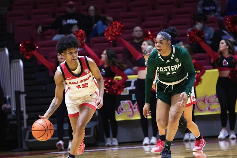 Junior Nyla Hampton steals the ball against Eastern Michigan March 1 at Worthen Arena. The Cardinals were up 30-20 at half-time. Kate Tilbury, DN