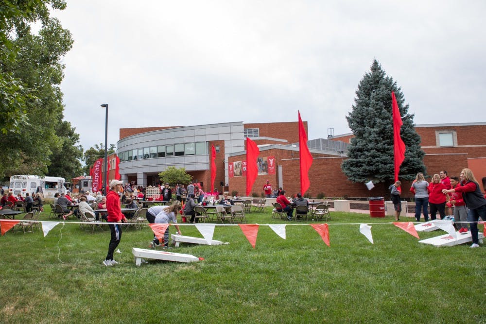Charlie Town on Sept. 22, 2018, behind the Alumni Center before the home football game. Charlie Town is an opportunity to tailgate before every home football games where you can play games, buy food and beer and relax with family and friends. Eric Pritchett,DN