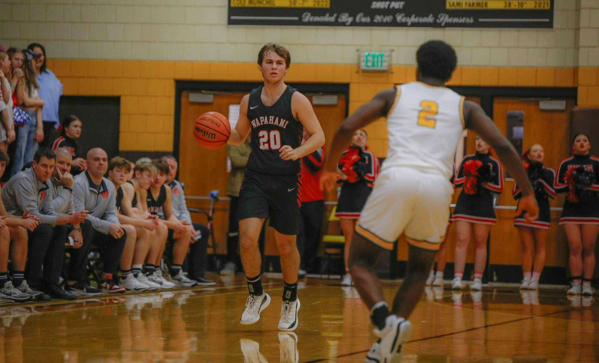 Senior Isaac Andrews looks for an option against Monroe Central Feb. 9 at Monroe Central High School. Andrew Berger, DN 