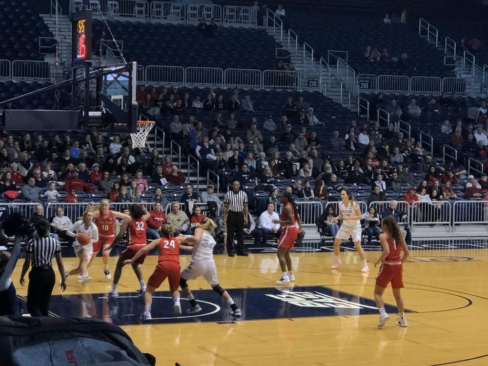 The Ball State Women's Basketball team looks to prevent a Butler scoring opportunity in a game at Hinkle Fieldhouse on Dec 2, 2018. The Cardinals lost the game, 65-47. Gabi Glass,DN