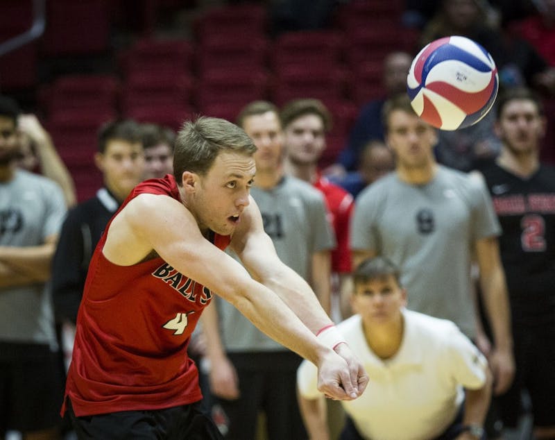 Ball State hosted Harvard Crimson, Saturday, Jan. 20 at John E. Worthen Arena talking the Crimson into four sets. Ball State defeated the Crimson, 25-22, 23-25, 25-21, 25-9. Men’s Volleyball will be back to Worthen, on Feb. 16. Grace Hollars, DN