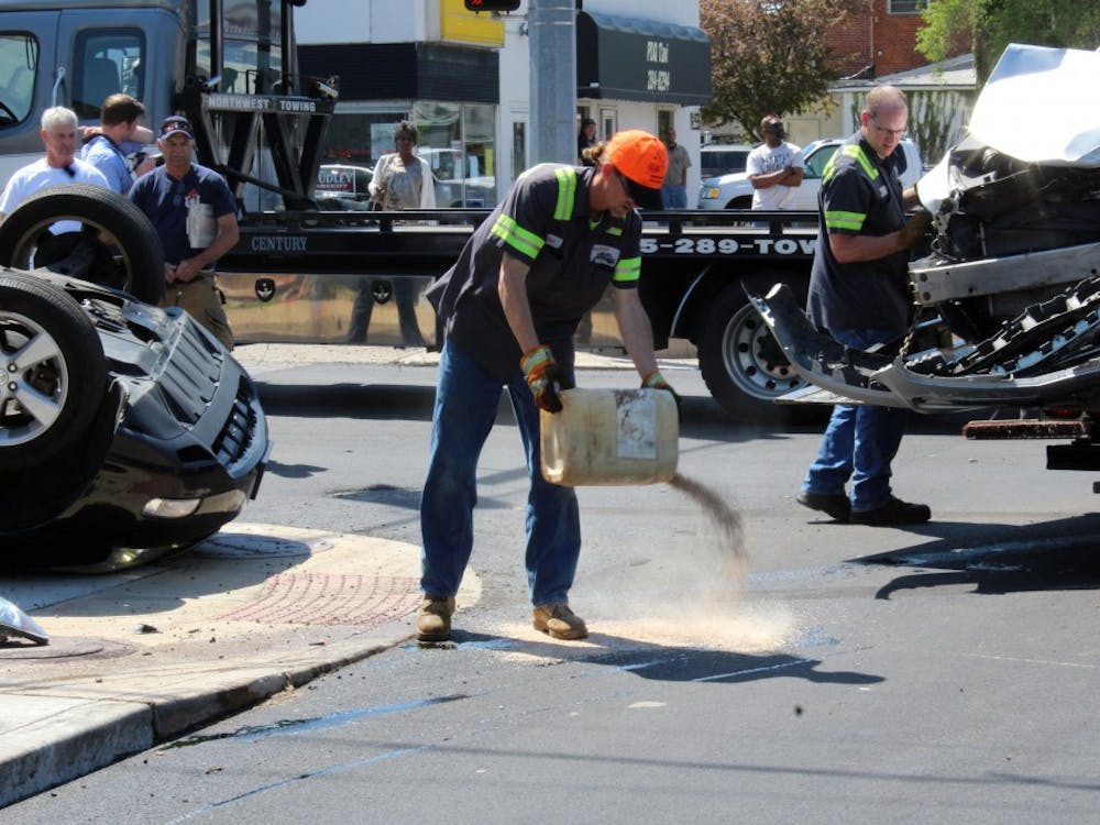 South Madison and East Jackson streets were briefly closed as emergency responders cleaned up a rollover accident Thursday, May 10. No injuries were sustained. Brynn Mechem, DN&nbsp;