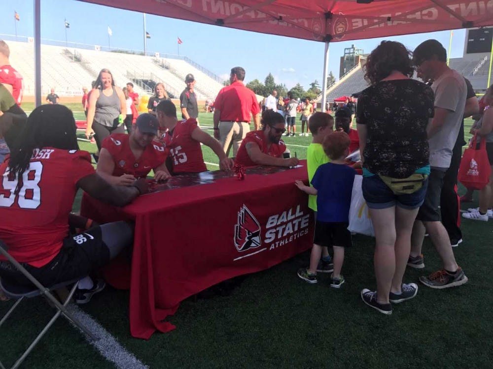 <p>Ball State Athletics hosted the annual Fan Jam on Aug. 19, 2017 at the Scheumann Stadium. Community members had the opportunity to meet Ball State athletes. <strong>Kara Biernat, DN</strong></p>