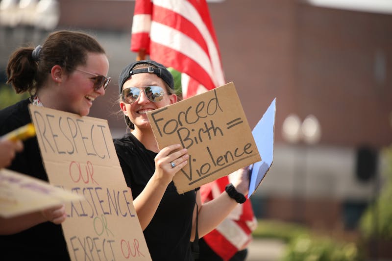 Pro-choice demonstrators organize at Delaware County Building 