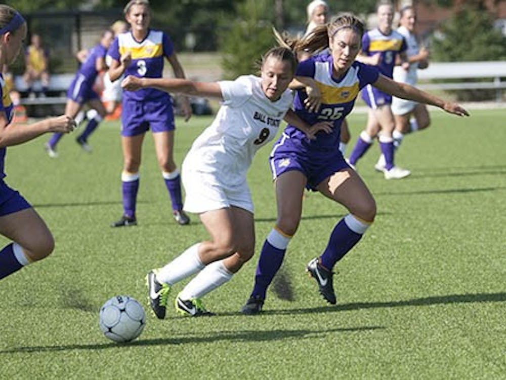 Junior Nicole Pembleton attempts to steal the ball from a Northern Iowa player during the game on Aug. 23. Pembleton scored the game-winning goal against Air Force in Colorado Springs, Colo. DN FILE PHOTO JORDAN HUFFER