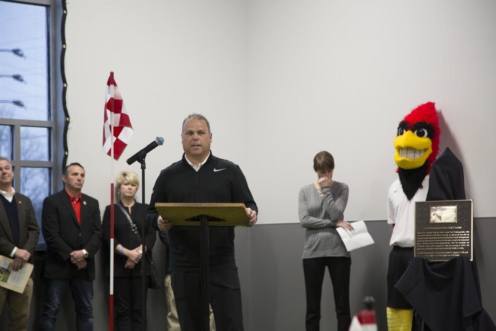 Ball State held a ribbon-cutting ceremony Jan. 27 to introduce the new Earl Yestingmeier Golf Center to the public. The building is a tribute to Earl Yestingsmeier, the patriarch of Ball State golf for more than 50 years.