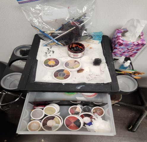 Makeup used to dress up scare actors at Indy Scream Park.

Abby Urban, NewsLink Indiana