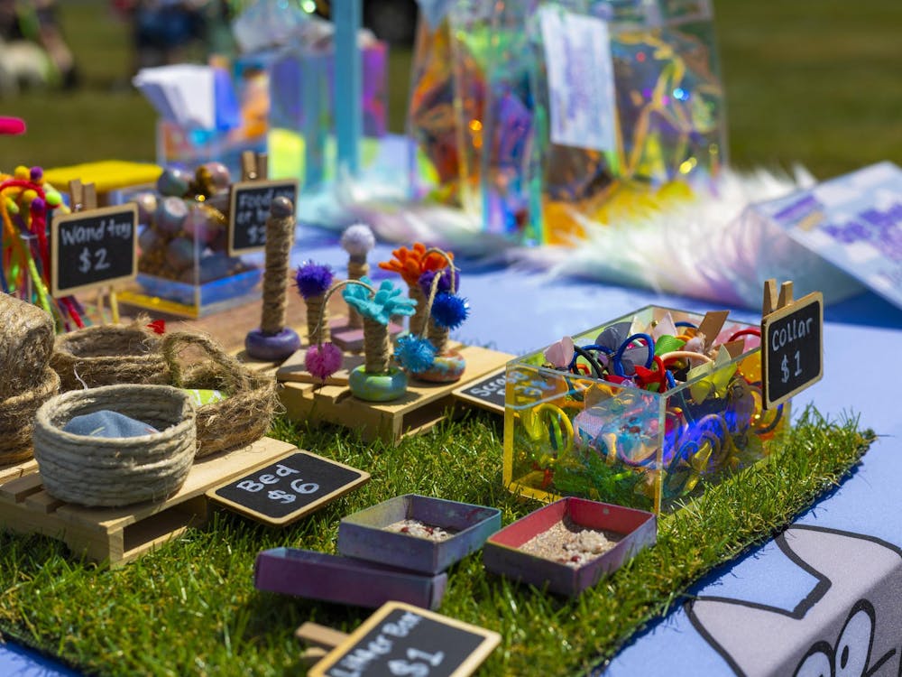 Vendor sells miniature cat items for charity at the Grateful Tail Wagging Showcase Sept. 7 in Yorktown Ind. The showcase included pet related vendors, a dog food giveaway and a 5k fun run. Brenden Rowan, DN