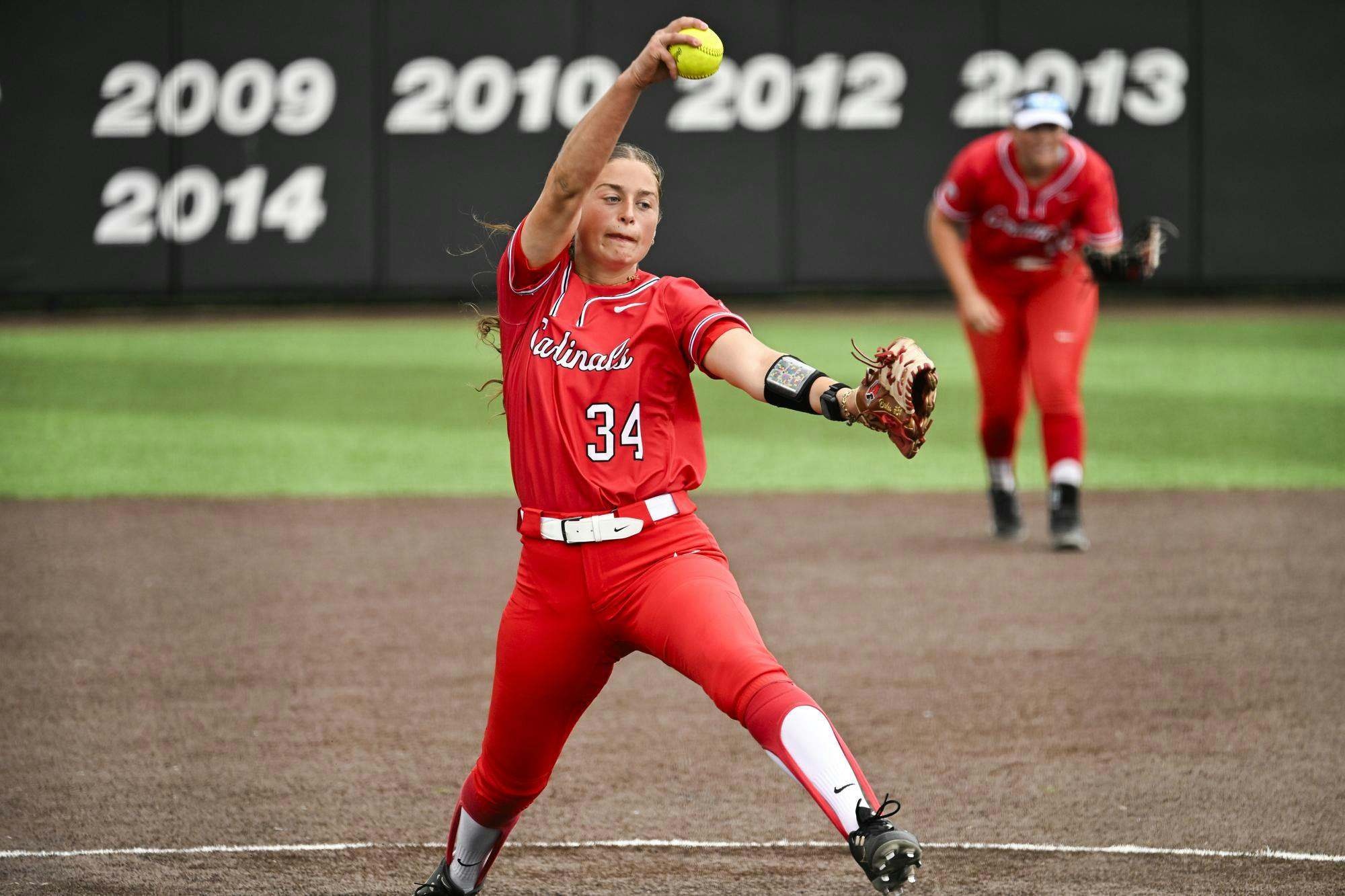 Ball State junior pitcher Bridie Murphy throws a pitch to an Indiana State batter April 15 at Ball State Softball Stadium. Murphy has a 4.57 ERA for the 2026 season. Dylan Chesnut, DN.