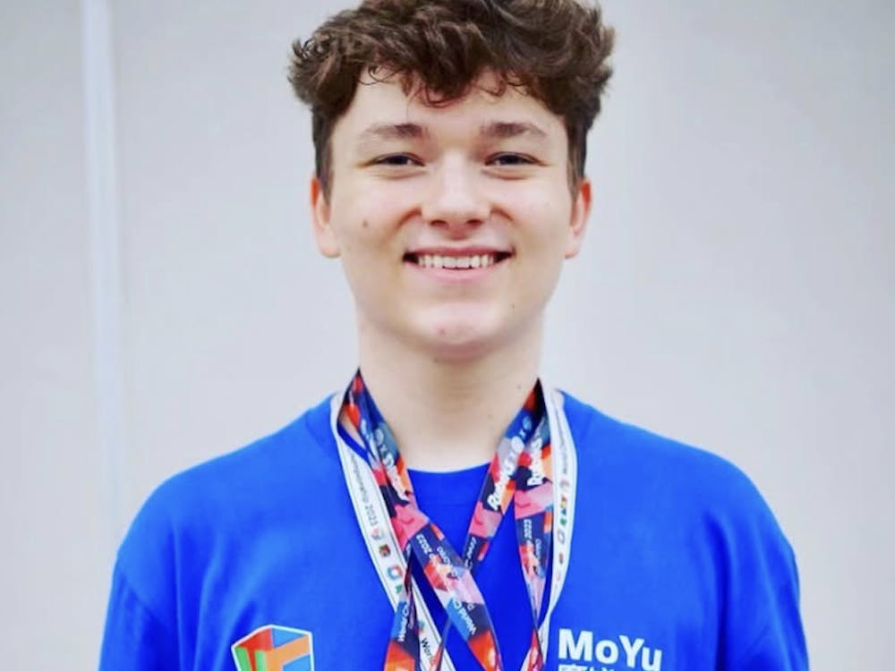 Luke Garret, a freshman at Ball State, currently holds the world record for solving a Rubik's Cube with one hand the fastest.
Photo courtesy of Brad Garrett