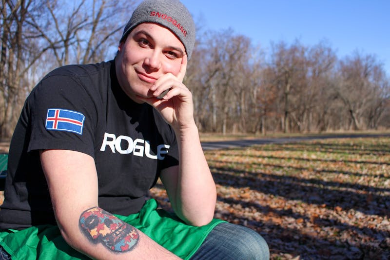 Colt Osterman relaxes on his favorite bench Jan. 7, 2020, at Morrow’s Meadow in Yorktown. When he visits the park, Osterman likes to sip coffee while reading and writing. Bailey Cline, DN