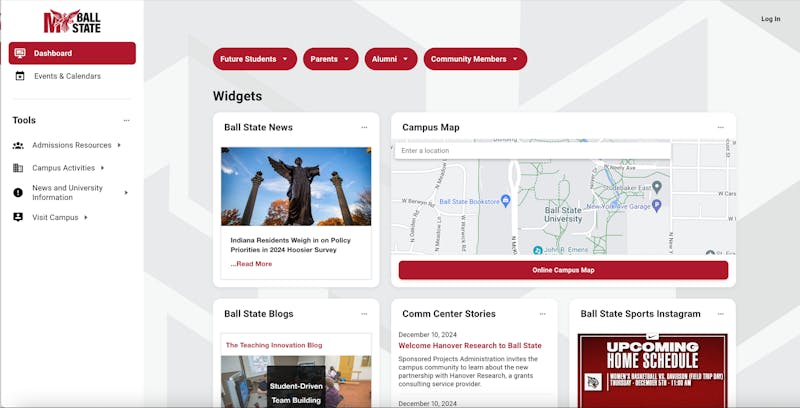 A screenshot of the MyBallState homepage. Sourced from: myballstate.bsu.edu