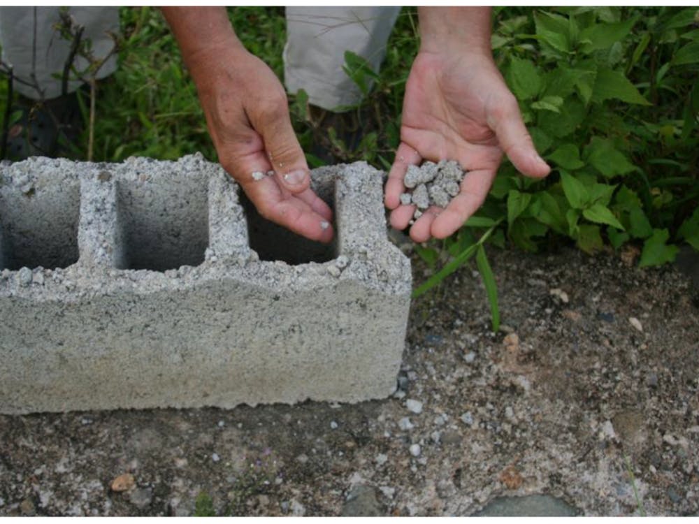 Ball State students in Professor Anthony Costello’s project-based class have won three awards for their work on improving concrete block construction in Haiti.The fault in the concrete block making was found in the drying process. Anthony Costello Photo Provided