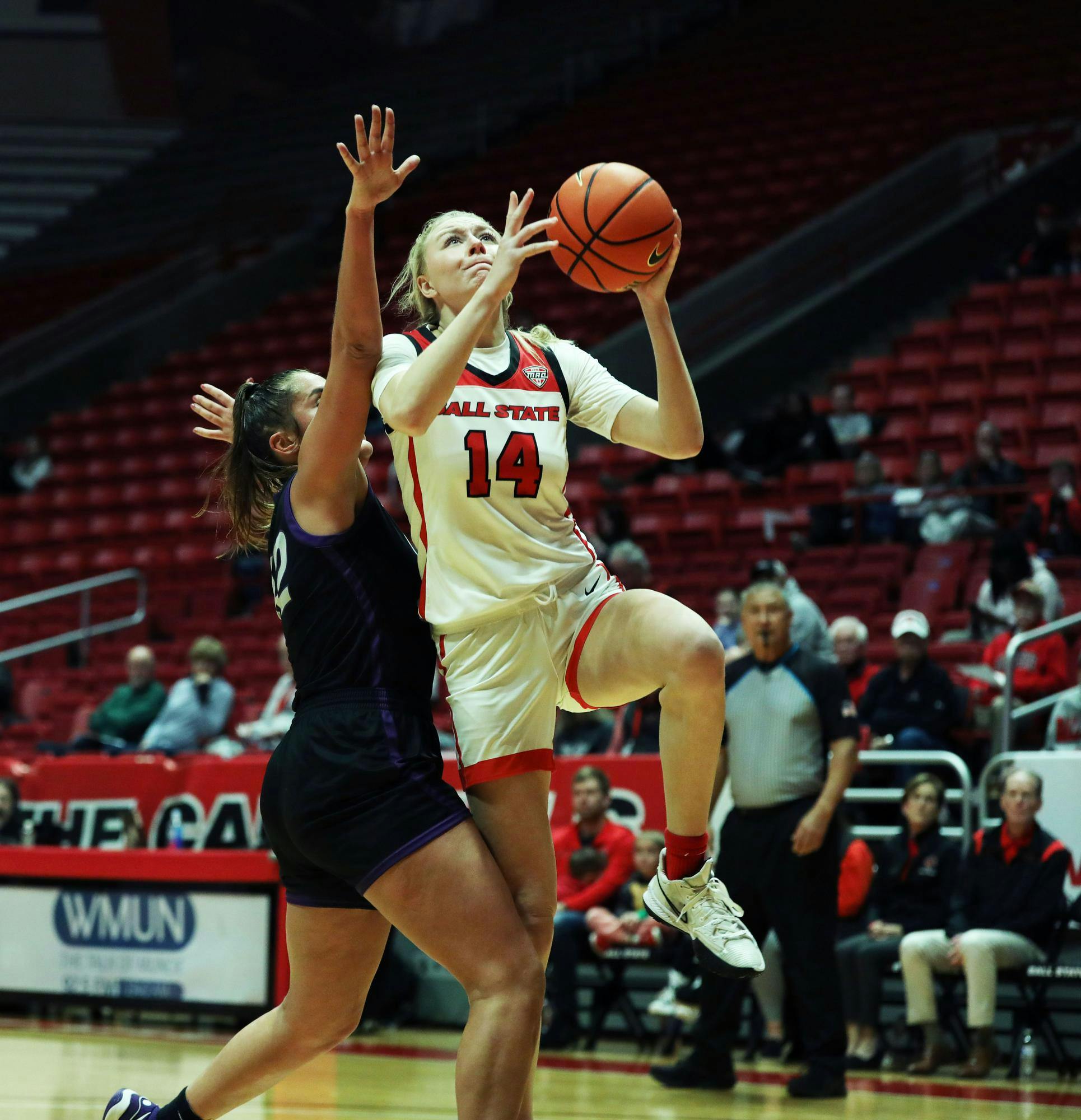 Junior Marie Kiefer jumps to shoot the ball againsts Northern Iowa Nov. 18 at Worthen Arena. Mya Cataline, DN