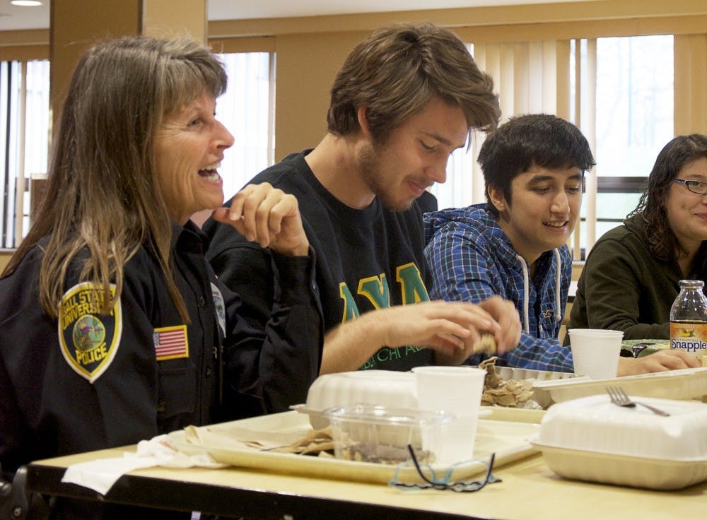 More than 30 students have participated in the Lunch with a Cop program. The program is to help form a partnership with the student body and police. DN PHOTO CHRISTOPHER STEPHENS