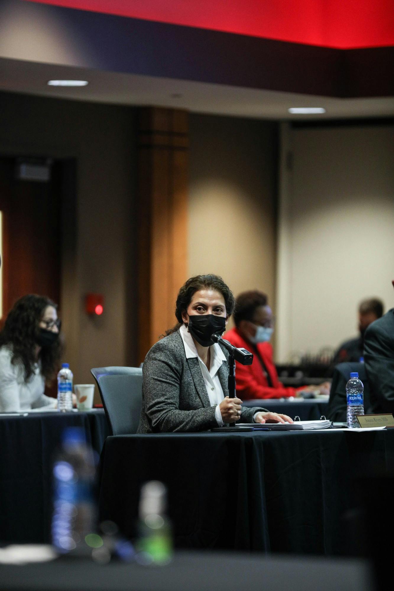 Provost Susana Rivera-Mills speaks during the Ball State Board of Trustees meeting held at the L.A. Pittenger Student Center Dec. 17.  Rivera-Mills discussed student retention strategies as well as early retirement opportunites for employees at the meeting. Eli Houser, DN