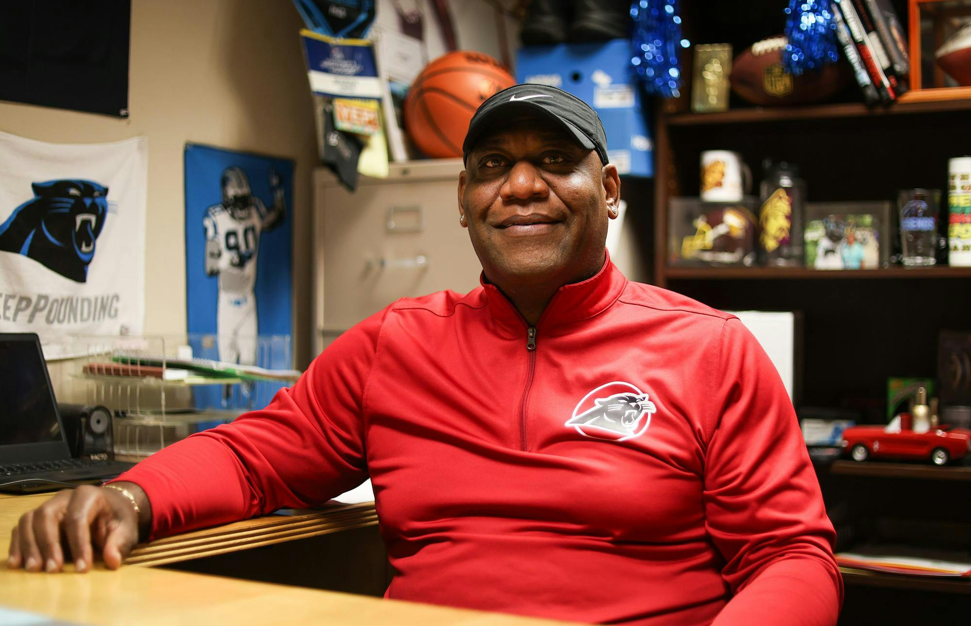 Muncie’s Southside Middle School Dean of Students Brandon Hayes photographed in his office Sept. 24 at Southside Middle School. Hayes says sports have always been a driving force in his identity. Andrew Berger, DN