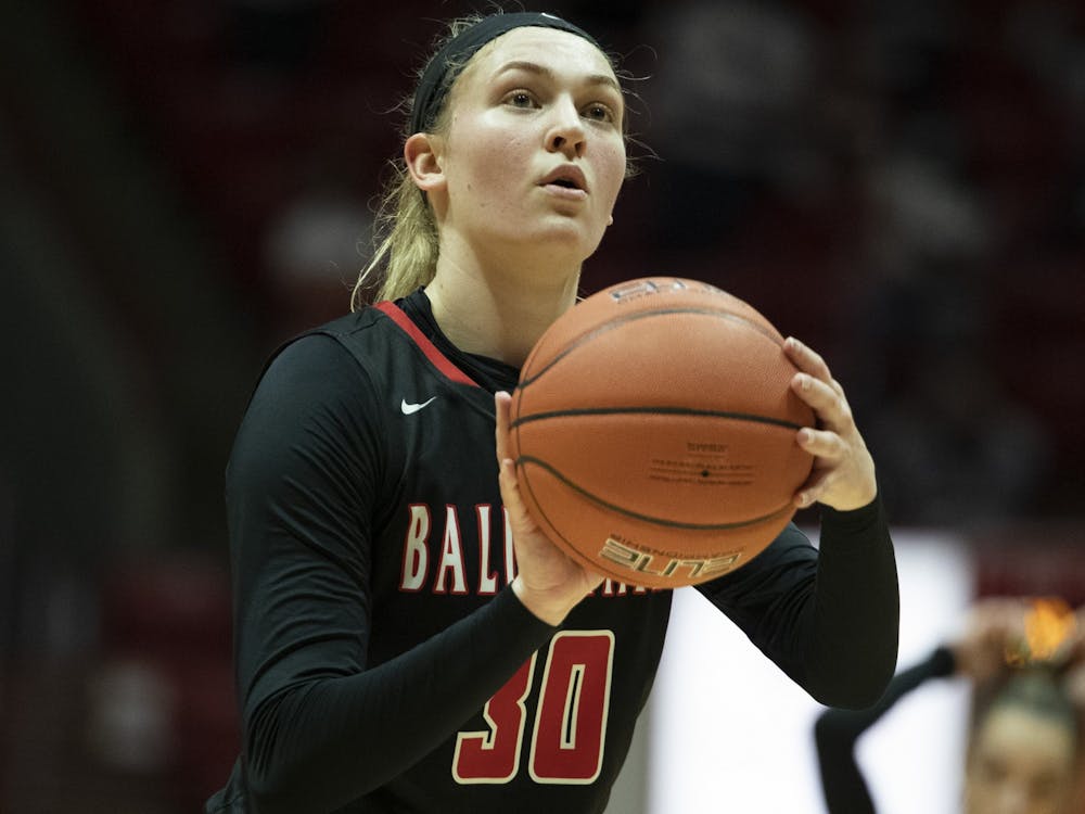 Cardinals redshirt sophomore guard Anna Clephane shoots a free throw during a game against the Central Michigan Chippewas March 3, 2021, at John E. Worthen Arena. The Cardinals lost 87-81 in double overtime. Jacob Musselman, DN