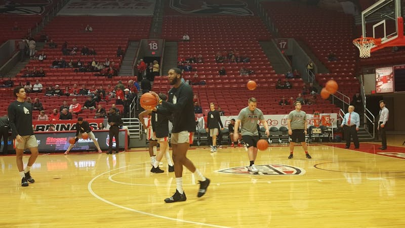 Ball State Men's Basketball players warm up before their game Dec. 20 against Howard in Worthen Arena. The Cardinals went on to win the game 98-71. Zach Piatt, DN