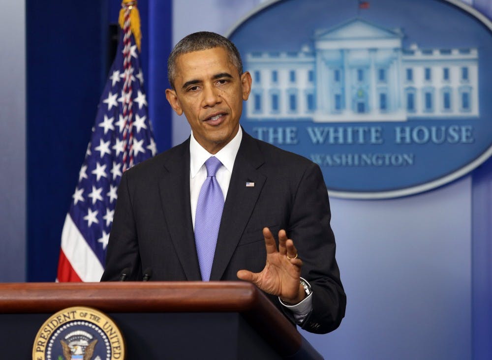 President Barack Obama makes a statement following the Senate's vote on the debt ceiling and reopening the government on Wednesday, October 16, 2013, in Washington, D.C. (Martin H. Simon/Pool/Abaca Press/MCT)