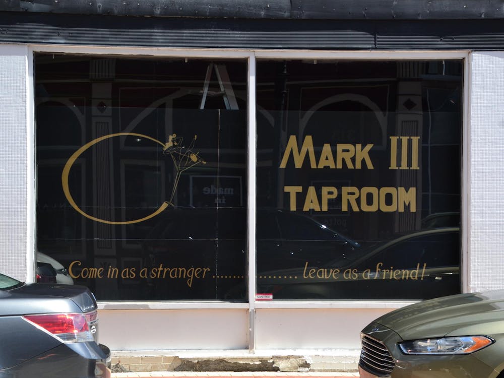 The Mark III Taproom in Muncie, Indiana sits empty, April 6, 2024. Due to a burst pipe in January, water damage has forced the bar to close and commence repairs. Trinity Rea, DN.
